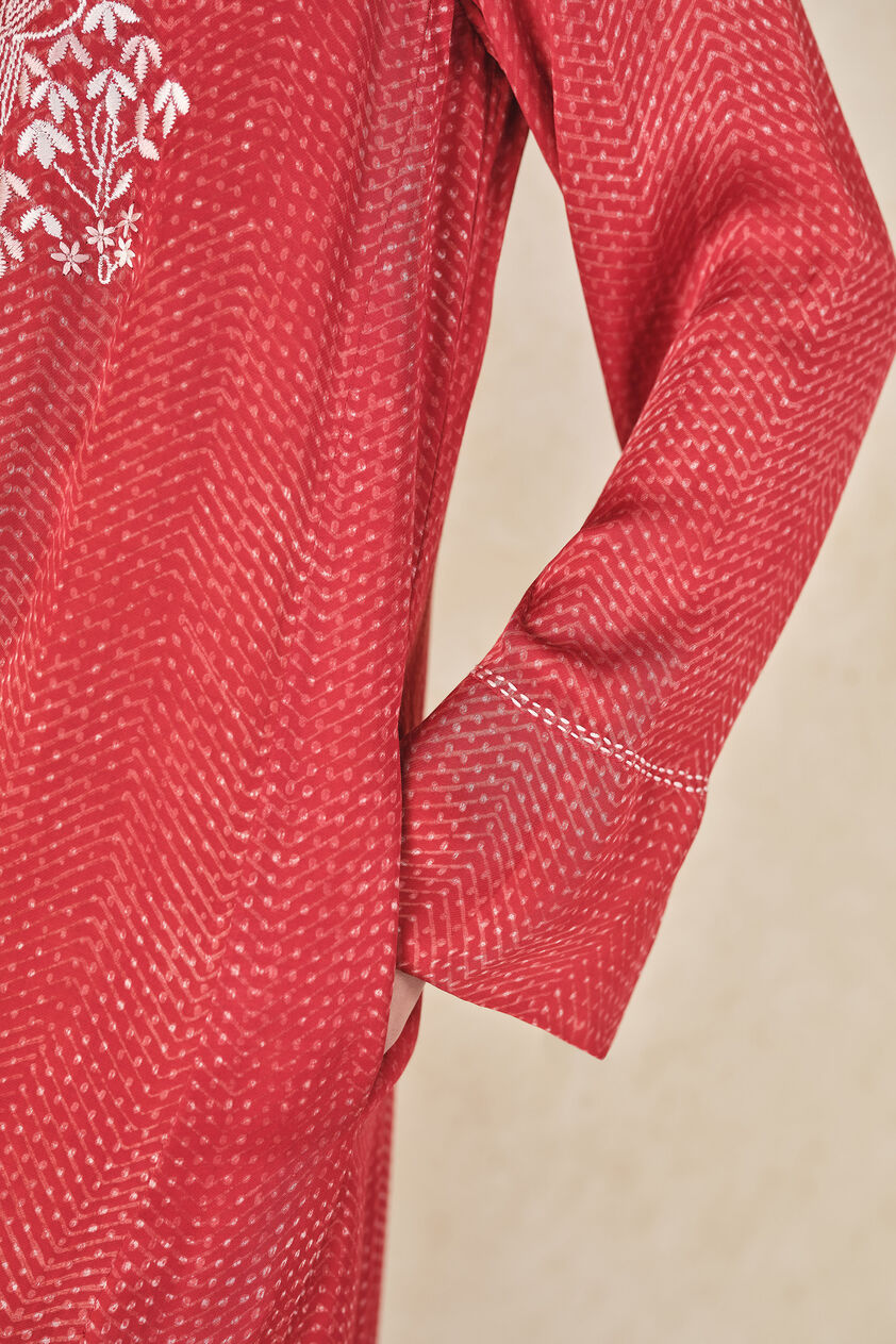 Rouge Handcrafted Ajrakh Kaftan - Red, Red, image 6